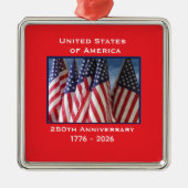 250ste Jubileum USA Patriotic Flags Premium Metalen Ornament (Voorkant)