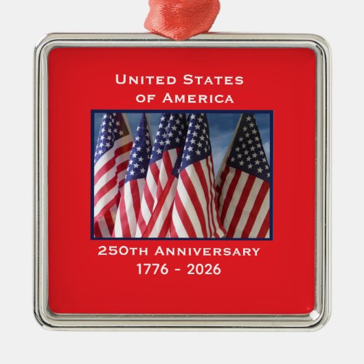 250ste Jubileum USA Patriotic Flags Premium Metalen Ornament (Voorkant)