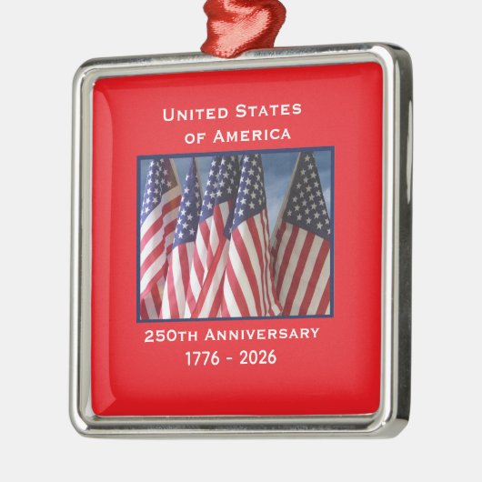 250ste Jubileum USA Patriotic Flags Premium Metalen Ornament (Links)