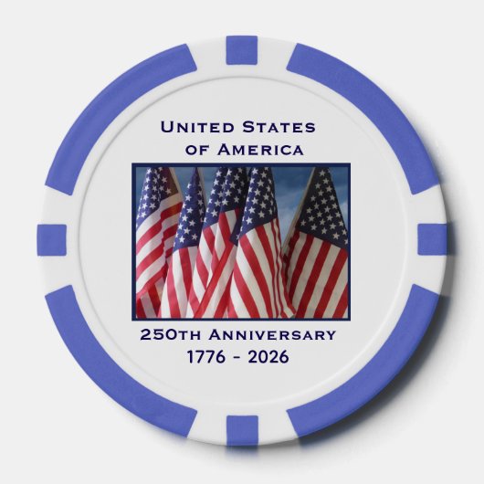 250ste Jubileum USA Patriotic Flags Premium Poker Chips (Voorkant)