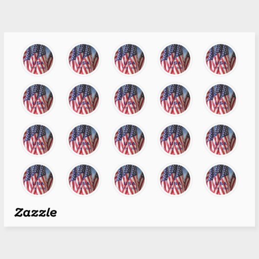 250ste Jubileum USA Patriotic Flags Premium Ronde Sticker (Vel)