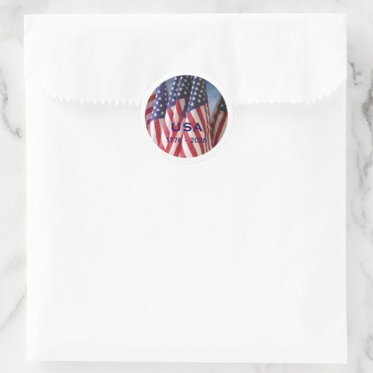 250ste Jubileum USA Patriotic Flags Premium Ronde Sticker (Tas)