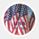 250ste Jubileum USA Patriotic Flags Premium Ronde Sticker (Voorkant)