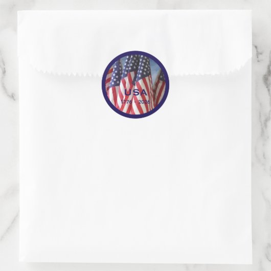 250ste Jubileum USA Patriotic Flags Premium Ronde Sticker (Tas)