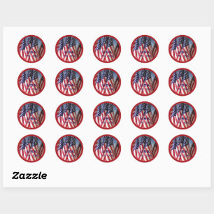250ste Jubileum USA Patriotic Flags Premium Ronde Sticker