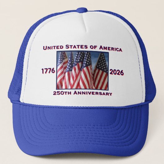 250ste Jubileum USA Patriotic Royal Blue Trucker Pet (Voorkant)