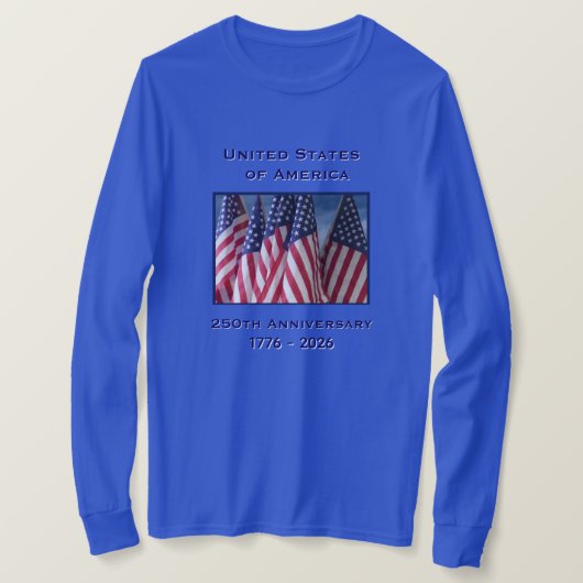 250ste Jubileum USA Patriottische Lange Mouw T-shirt (Design voorkant)
