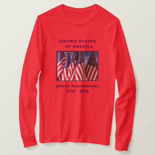 250ste Jubileum USA Patriottische Lange Mouw T-shirt (Design voorkant)