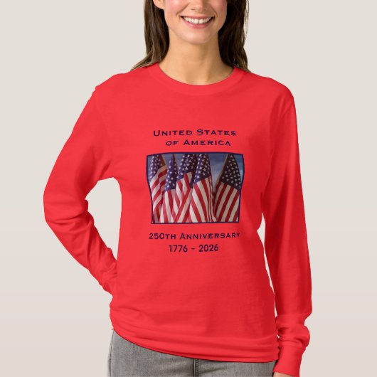 250ste Jubileum USA Patriottische Lange Mouw T-shirt (Voorkant)