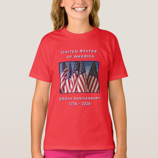 250ste Jubileum USA Patriottische Rode Kinderen T-shirt (Voorkant)