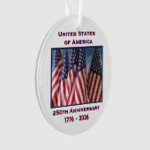 250ste Jubileum USA Patriottische vlaggen Acryl Ornament (voorkant)