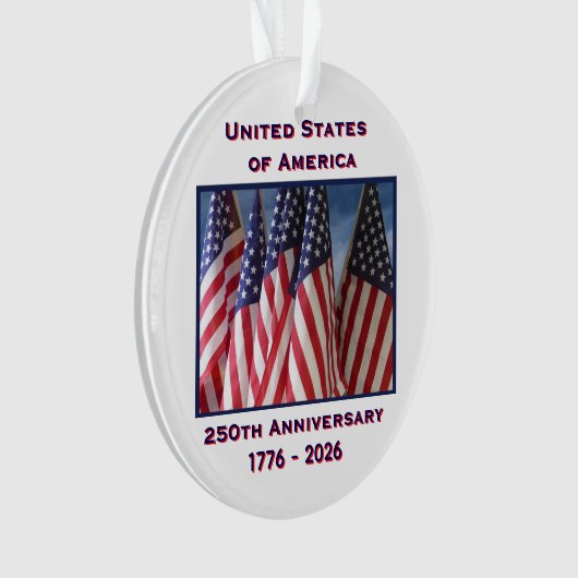 250ste Jubileum USA Patriottische vlaggen Acryl Ornament (voorkant)