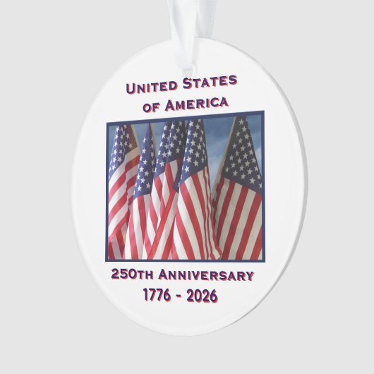 250ste Jubileum USA Patriottische vlaggen Acryl Ornament (voorkant)