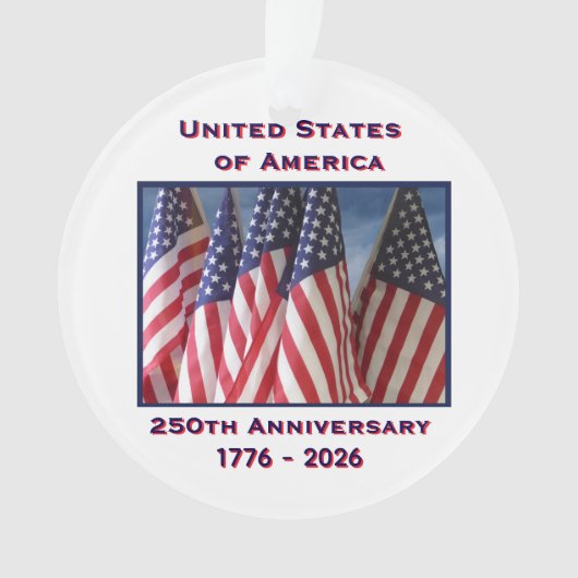 250ste Jubileum USA Patriottische vlaggen Acryl Ornament (voorkant)