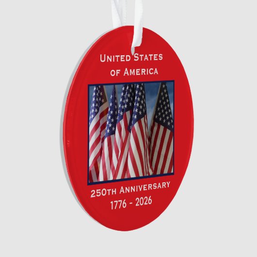 250ste Jubileum USA Patriottische vlaggen Acryl Ornament (voorkant)