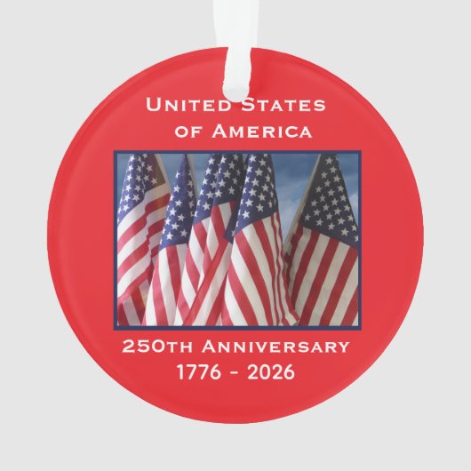 250ste Jubileum USA Patriottische vlaggen Acryl Ornament (achterkant)