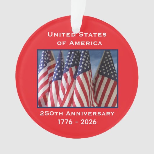 250ste Jubileum USA Patriottische vlaggen Acryl Ornament (voorkant)