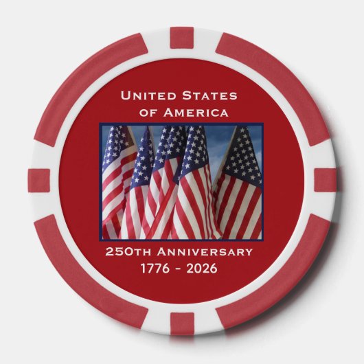 250ste Jubileum USA Patriottische Vlaggen Premium Poker Chips (Voorkant)