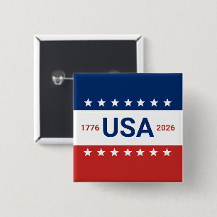 250ste Jubileum van de VS 1776 2026 Rood Wit Blauw Vierkante Button 5,1 Cm
