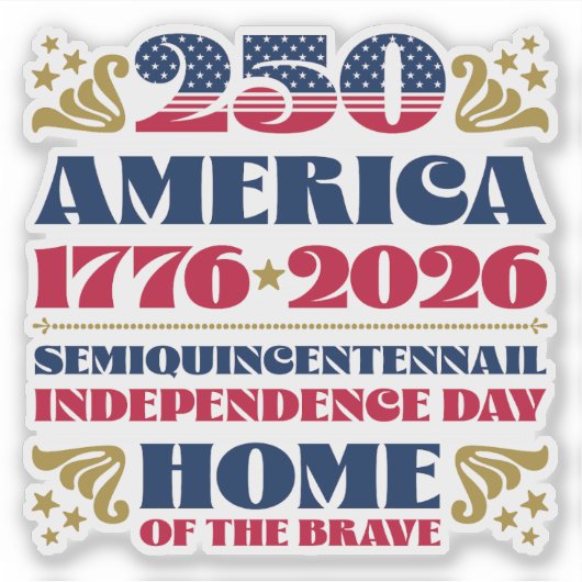 250ste Onafhankelijkheidsdag van het Amerikaanse J Sticker (Voorkant)
