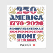 250ste Onafhankelijkheidsdag van het Amerikaanse J Sticker (Vel)