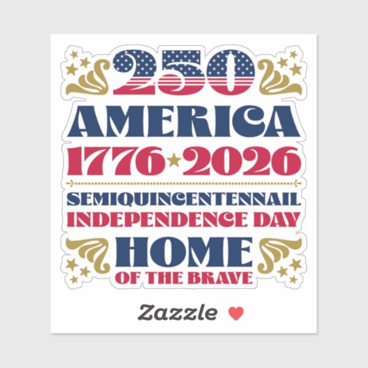 250ste Onafhankelijkheidsdag van het Amerikaanse J Sticker (Vel)
