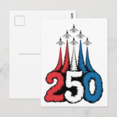 250ste verjaardag 4 juli Jet Patriottisch Briefkaart (Voorkant / Achterkant)