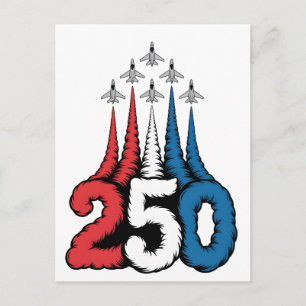 250ste verjaardag 4 juli Jet Patriottisch   Feestdagenkaart