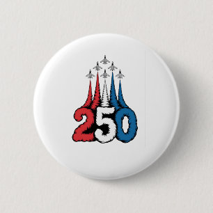 250ste verjaardag 4 juli Jet Patriottisch Ronde Button 5,7 Cm