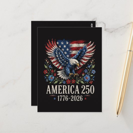 250ste Verjaardag Adelaar Amerikaans Briefkaart (Voorkant / Achterkant in situ)