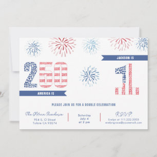 250ste verjaardag Amerika & 1ste verjaardagsfeestj Kaart
