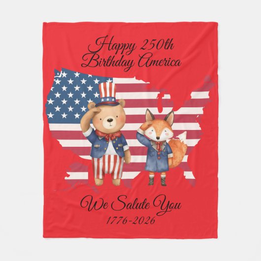 250ste verjaardag Amerika fleece deken (Voorkant)