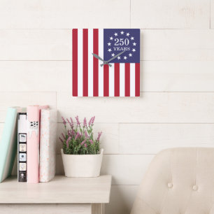 250ste verjaardag Amerika Patriottisch USA Onafhan Vierkante Klok
