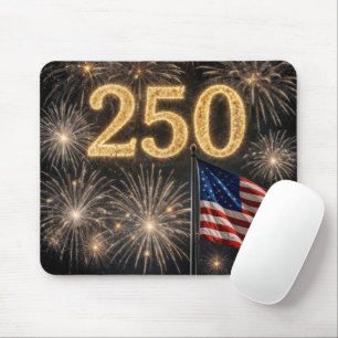 250ste verjaardag Amerikaanse vlag en vuurwerk Muismat