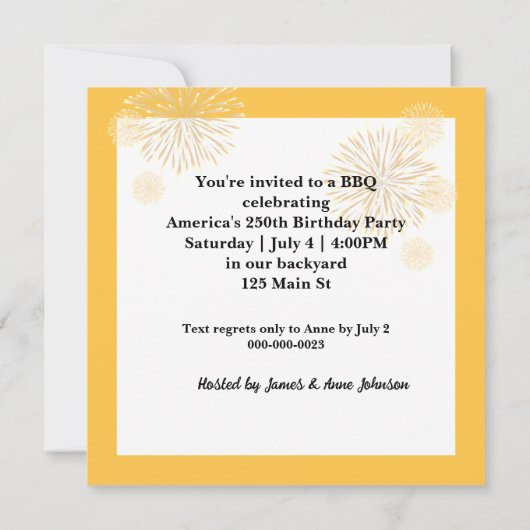 250ste verjaardag BBQ Kaart (Achterkant)