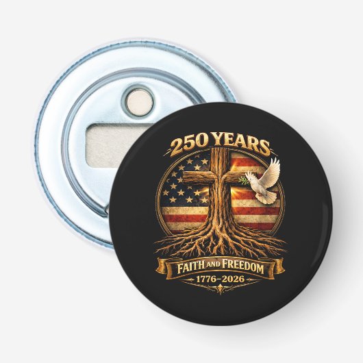 250ste verjaardag button flesopener (Voorkant)