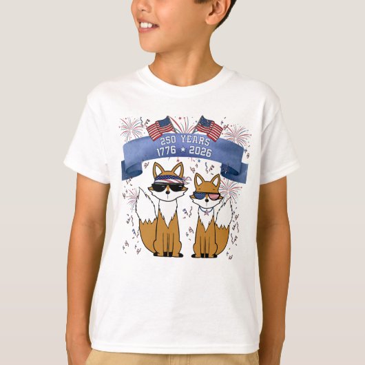 250ste Verjaardag Cool Foxes T-shirt (Voorkant)