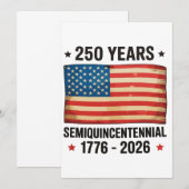 250ste verjaardag Patriottische 4 juli Semiquince Bedankkaart (Voorkant / Achterkant)