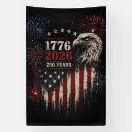 250ste Verjaardag Patriottische Adelaar & Vuurwerk Spandoek
