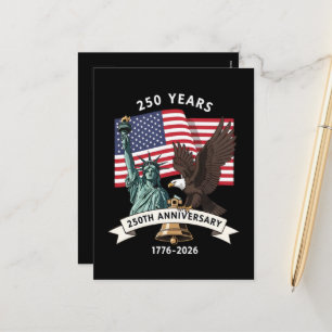 250ste Verjaardag Standbeeld Liberty Eagle Vlag Feestdagenkaart