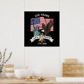 250ste Verjaardag Standbeeld Liberty Eagle Vlag Poster (Keuken)