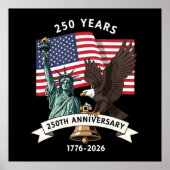 250ste Verjaardag Standbeeld Liberty Eagle Vlag Poster (Voorkant)