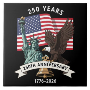 250ste Verjaardag Standbeeld Liberty Eagle Vlag Tegeltje