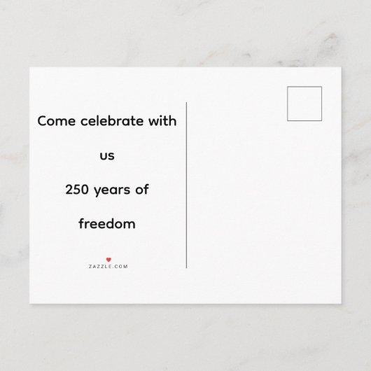 250ste verjaardag uitnodiging briefkaart (Achterkant)