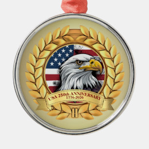 250ste Verjaardag USA Patriottisch   1776–2026 Metalen Ornament