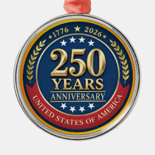 250ste Verjaardag USA Patriottisch   1776–2026 Metalen Ornament