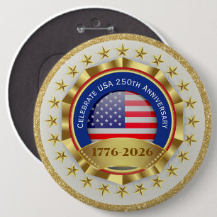 250ste Verjaardag USA Patriottisch 1776–2026 Ronde Button 6,0 Cm