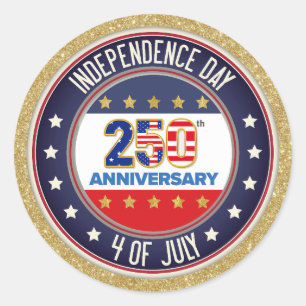 250ste Verjaardag USA Patriottisch 1776–2026 Ronde Sticker