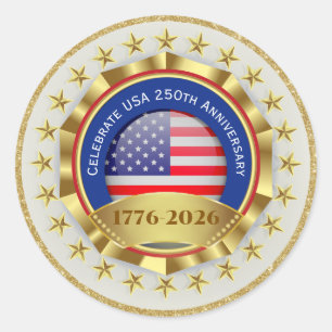 250ste Verjaardag USA Patriottisch 1776–2026 Ronde Sticker