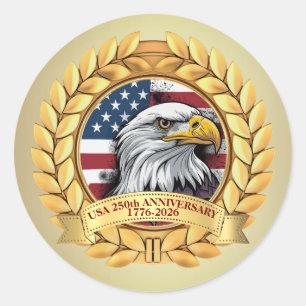 250ste Verjaardag USA Patriottisch 1776–2026 Ronde Sticker